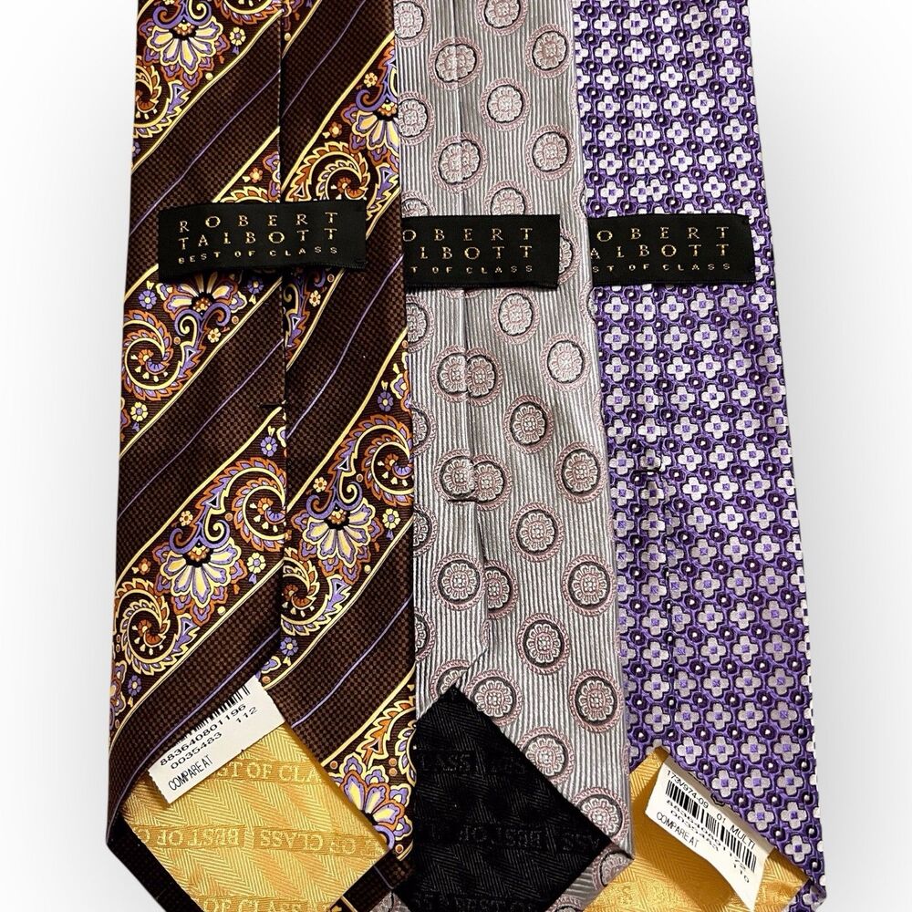 Lot 3 New Robert Talbott Best of Class Silk Neck Ties Paisley Medallion Silk USA